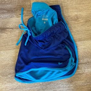 Teal and navy Nike dry fit mesh shorts